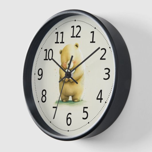 Einfach Niedlicher Sad Bär mit einem Herz-Artwork  Uhr (Winkel)