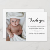 Einfach Niedliches Foto Neugeborene Neue Kinderdus Dankeskarte (Vorne/Hinten)