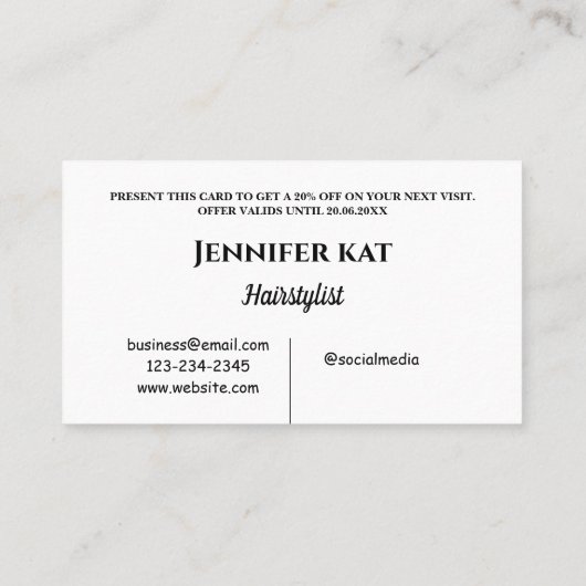 Einfach nur den Namen hinzufügen Rabattkarte (Rückseite)