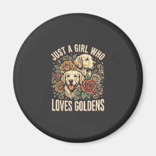 Einfach nur ein Mädchen, das Golden Retriever lieb Magnet