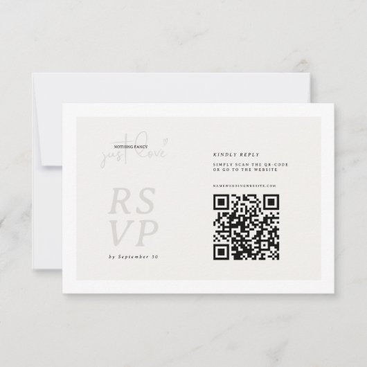 Einfach nur Liebe QR-Code-Rückantwortkarte RSVP Karte (Vorderseite)
