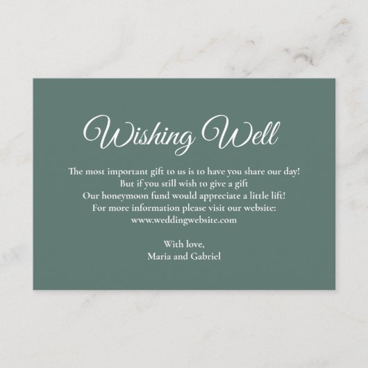 Einfach nur minimale Wünsche gut. Dusty Green Hoch Begleitkarte (Vorderseite)