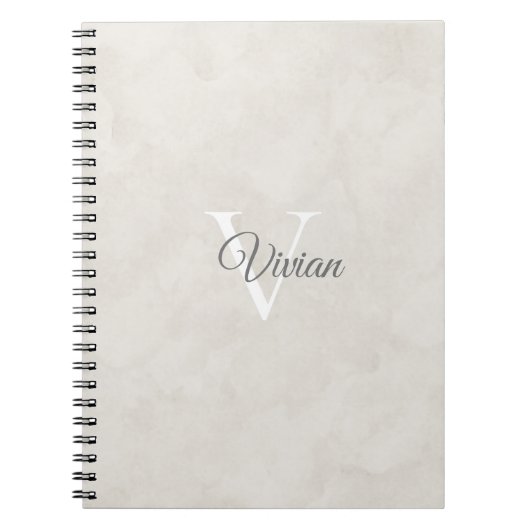Einfach-Off-White-Aquarell-Monogram-Name-Notebook Notizblock (Vorderseite)