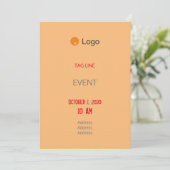 Einfach Orange Corporate Einladung (Stehend Vorderseite)