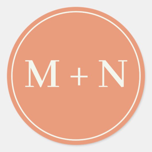 Einfach orangefarbener Anfangskleber mit weißer Mo Runder Aufkleber (Vorderseite)