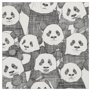 einfach Pandas schwarz weiß Stoff