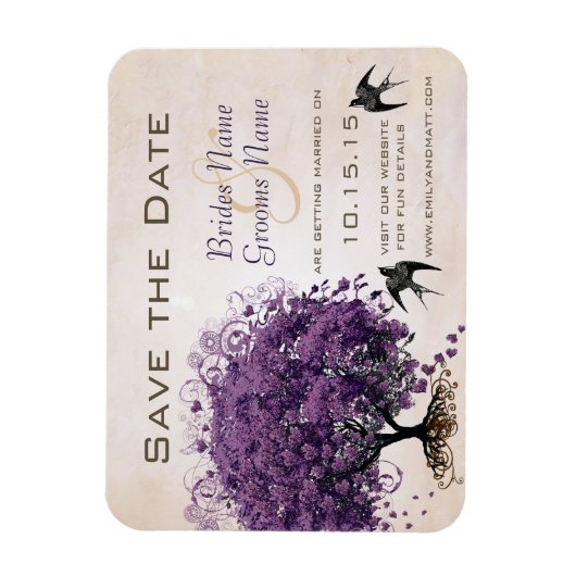 Einfach Peachy Heart Tree Wedding Save the Date Magnet (Vertikal)