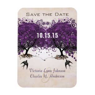 Einfach Peachy Heart Tree Wedding Save the Date Magnet