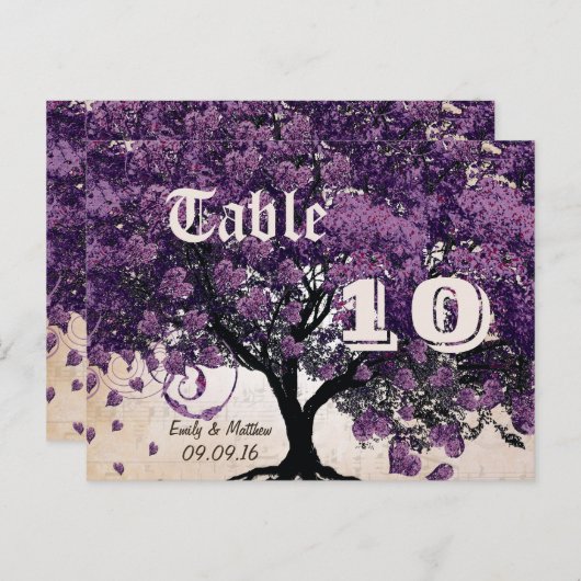 Einfach Peachy Lila Heart Leaf Tree Tischnummer (Vorne/Hinten)