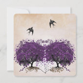 Einfach Peachy Lila Vintage Heart Leaf Tree Einladung (Rückseite)