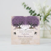 Einfach Peachy Lila Vintage Heart Leaf Tree Einladung (Stehend Vorderseite)