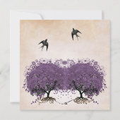 Einfach Peachy Lila Vintage Heart Leaf Tree Einladung (Rückseite)