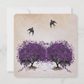 Einfach Peachy Lila Vintage Heart Leaf Tree Einladung (Rückseite)