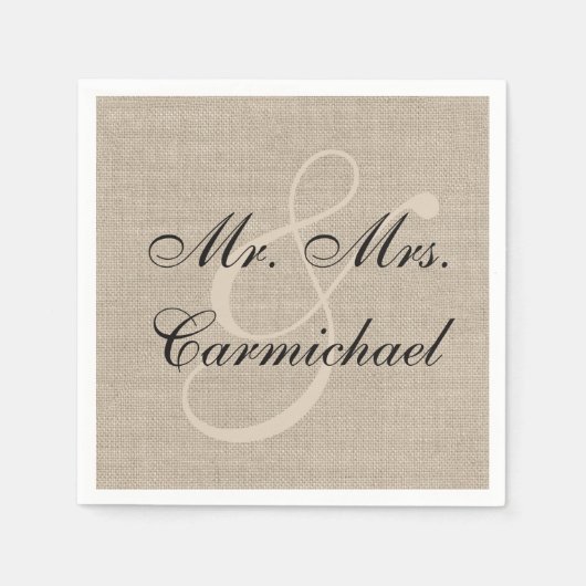 Einfach perfekt Mr. & Mrs. Burlap Napkin Serviette (Vorderseite)