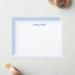 Einfach personalisierte Blaue Schrift Border Mitteilungskarte