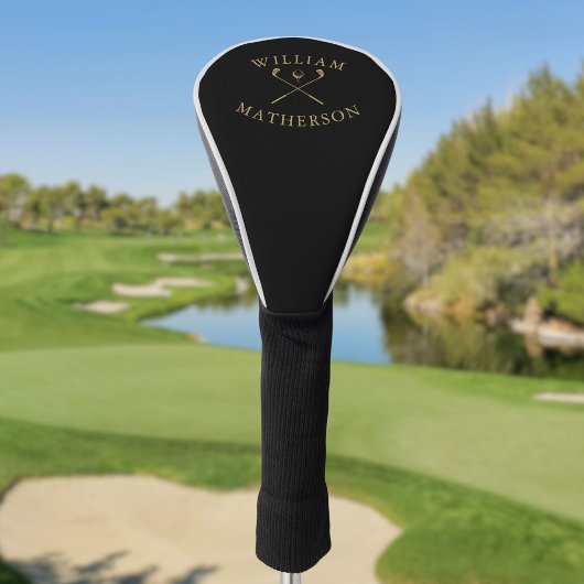 Einfach Personalisierter Name Golfklubs Black and Golf Headcover