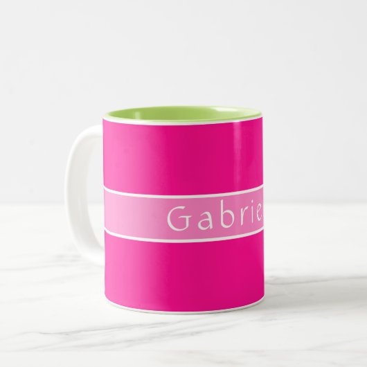 Einfach Personalisiertes Hot Pink Zweifarbige Tasse (Vorderseite Links)
