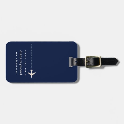 Einfach Personalisiertes Navy Blue Gepäckanhänger (Vorderseite horizontal)