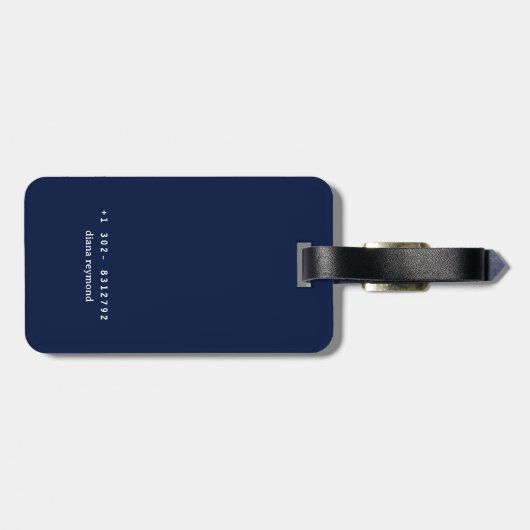 Einfach Personalisiertes Navy Blue Gepäckanhänger (Rückseite horizontal)
