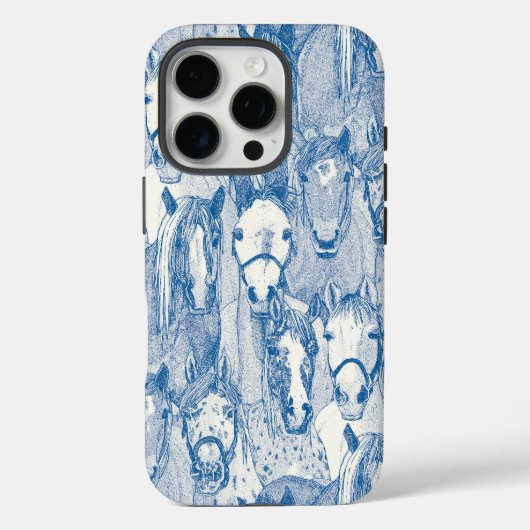 einfach Pferde kobaltblau halbe Perle Case-Mate iPhone Hülle (Rückseite)