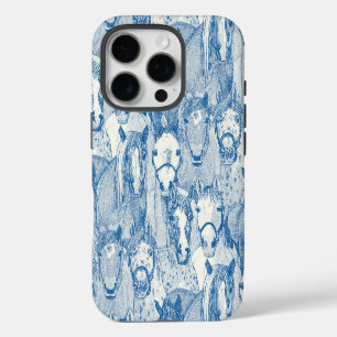 einfach Pferde kobaltblau halbe Perle iPhone 16 Pro Hülle