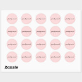 Einfach Pfirsich Süß Minimalistisches Skriptdesign Runder Aufkleber (Blatt)