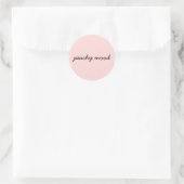 Einfach Pfirsich Süß Minimalistisches Skriptdesign Runder Aufkleber (Tasche)
