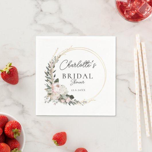 Einfach, Pfirsiche, Eukalyptus, Brautparty Serviette (Beispiel)