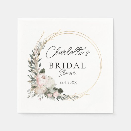 Einfach, Pfirsiche, Eukalyptus, Brautparty Serviette (Vorderseite)