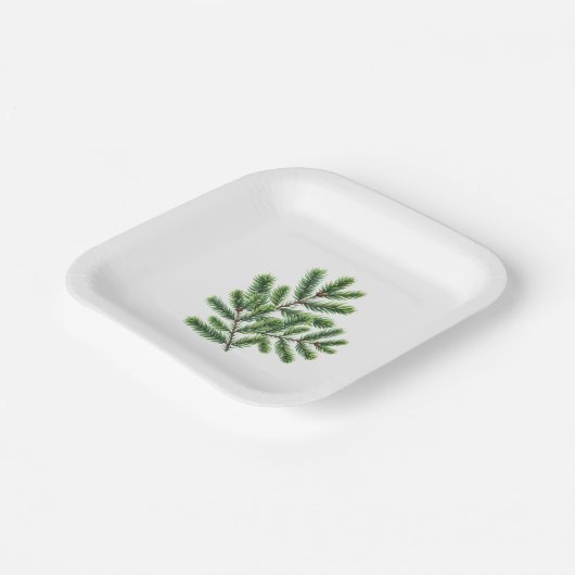 Einfach Pine Greenery Pappteller (Gewinkelt)