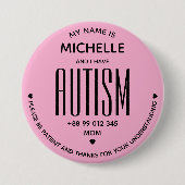 Einfach Pink Ich habe Autismus-Bewusstsein ASD Spe Button (Vorderseite)