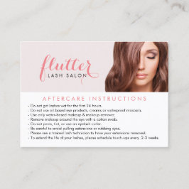 Einfach Pink Lash Salon Aftercare Card Visitenkarte