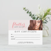 Einfach Pink Lash Salon Foto Geschenkgutschein (Stehend Vorderseite)