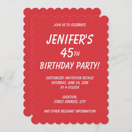 Einfach Poppy solide rot Einladung (Vorne/Hinten)