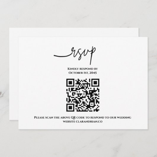 Einfach QR Code RSVP Karte (Vorne/Hinten)