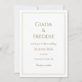 Einfach raffiniertes Weiß und Gold Einladung (Vorderseite)