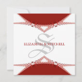 Einfach Red Lace Monogram Wedding Einladung (Vorderseite)