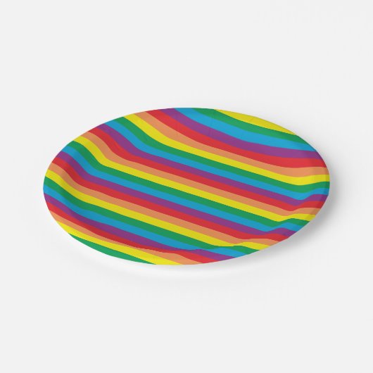 Einfach Regenbogenmuster Pappteller (Schrägansicht)