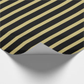 Einfach reines Schwarz/Gold-Streifen-Muster Geschenkpapier (Ecke)