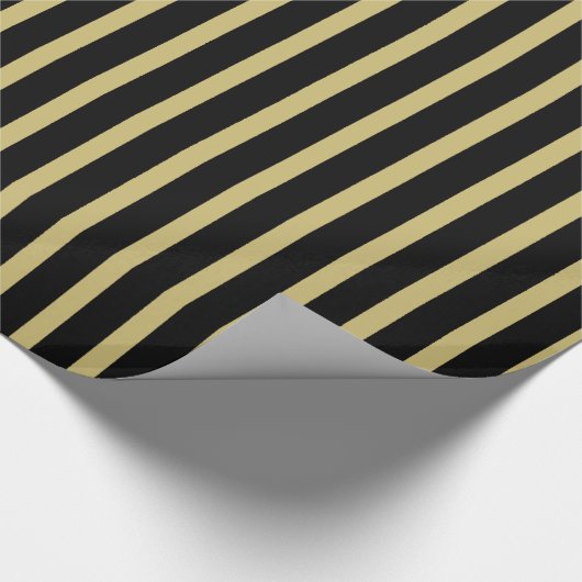Einfach reines Schwarz/Gold-Streifen-Muster Geschenkpapier (Ecke)
