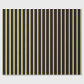 Einfach reines Schwarz/Gold-Streifen-Muster Geschenkpapier (Flach)