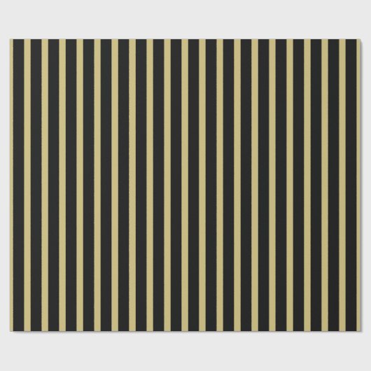 Einfach reines Schwarz/Gold-Streifen-Muster Geschenkpapier (Flach)