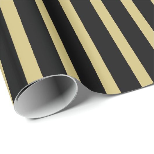 Einfach reines Schwarz/Gold-Streifen-Muster Geschenkpapier (Rolleneckpunkt)