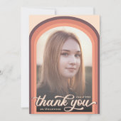 Einfach Retro Rosa Foto Abschluss Vielen Dank Dankeskarte (Vorderseite)