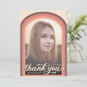 Einfach Retro Rosa Foto Abschluss Vielen Dank Dankeskarte (Stehend Vorderseite)