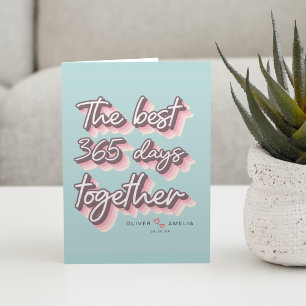 Einfach Retro Rosa Pastell 1. Hochzeitstag Karte