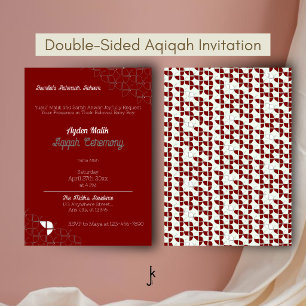 Einfach Retro Rot Weiß, Aqiqah Babyparty Einladung