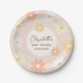 Einfach Retro Schick Gänseblümchen Boho Mädchen Ba Pappteller (Vorderseite)