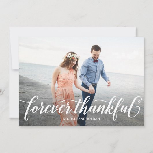 Einfach romantisch bearbeitbare Farbhochzeit Dankeskarte (Vorderseite)