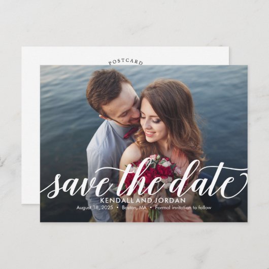 Einfach romantische EDITABLE-FARBE Save the Date Postkarte (Vorne/Hinten)